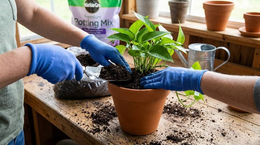 repot a houseplant without killing it
