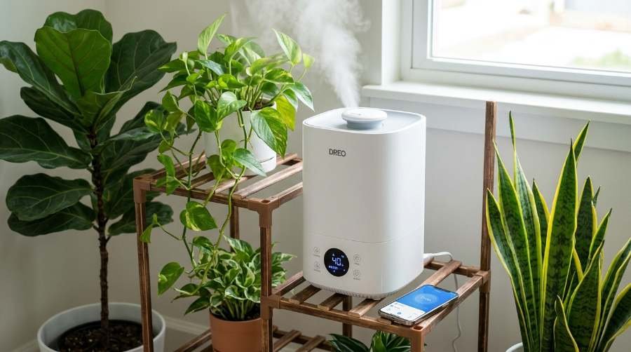 Dreo HM311S ultrasonic cool-mist humidifier for plants.
