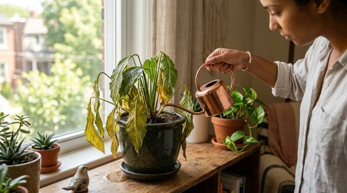 how to adjust your indoor watering routine for potted plants during a heat wave
