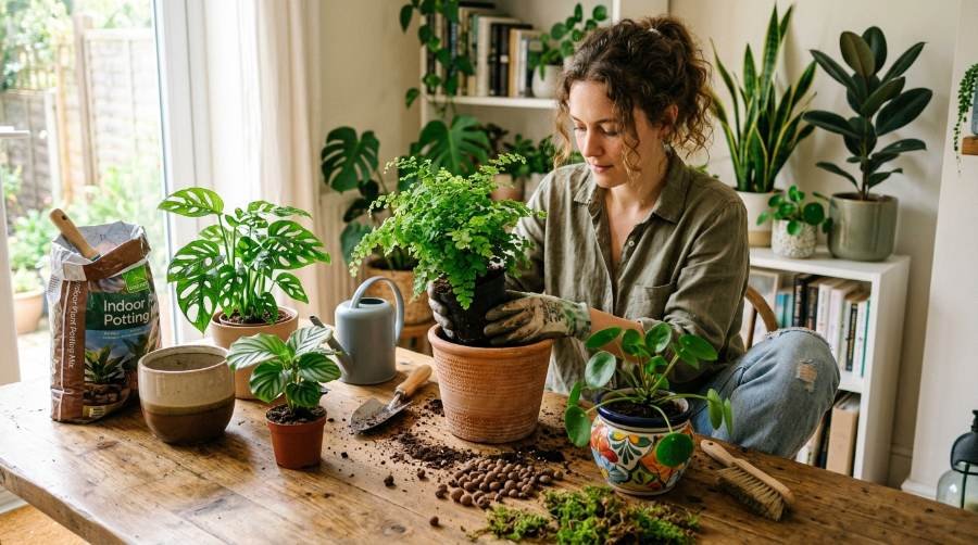 repot a houseplant without killing it

