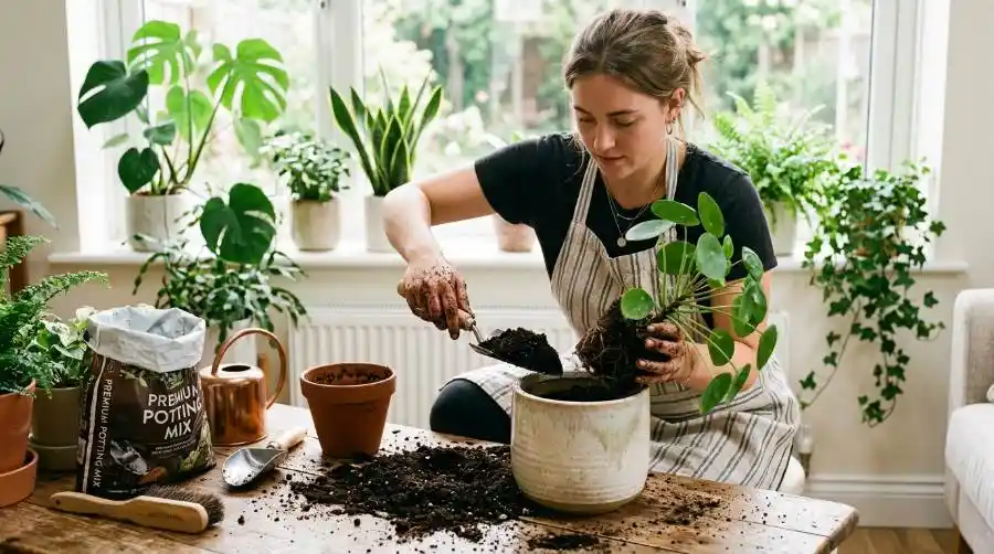 repot a houseplant without killing it
