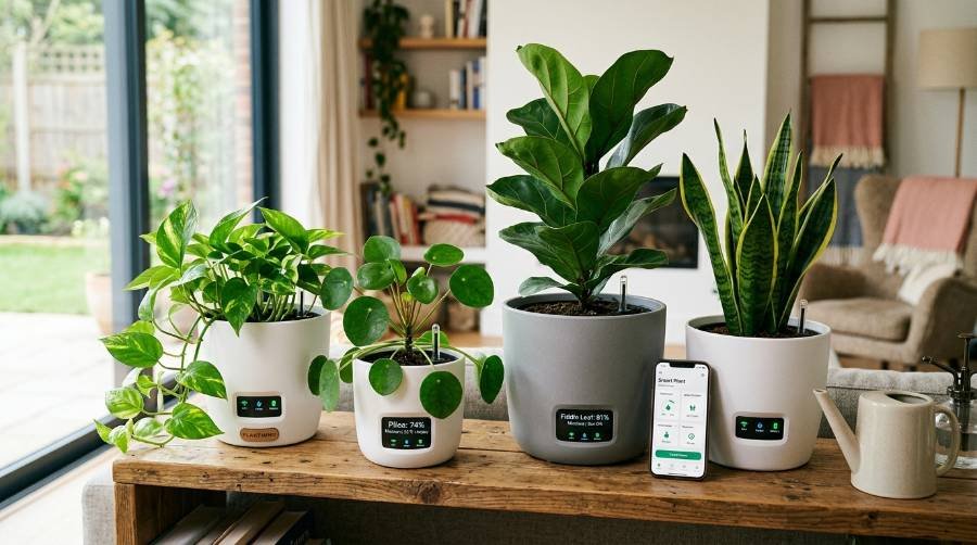 Best self-watering pots 2026 comparison showing the water reservoir and wicking system.
