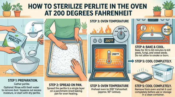How to sterilize perlite in the oven at 200 degrees Fahrenheit