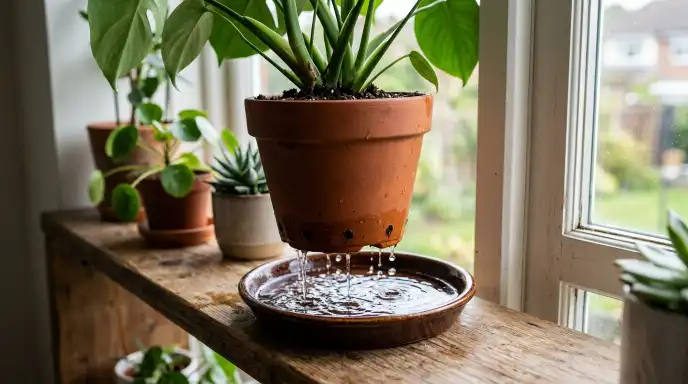 Allowing proper drainage for potted plants
