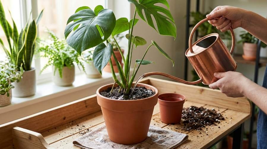 repot a houseplant without killing it
