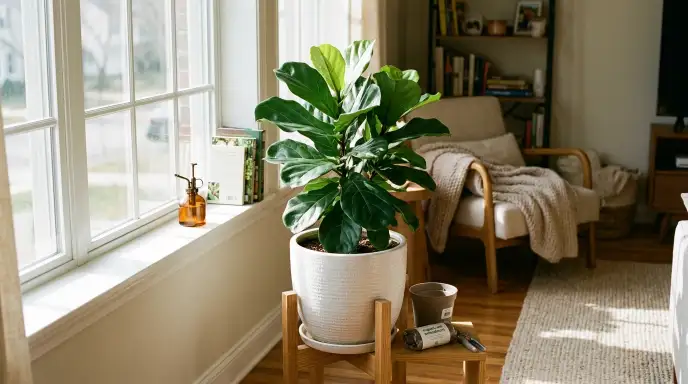 Healthy thriving houseplant after successful root rot treatment and recovery.
