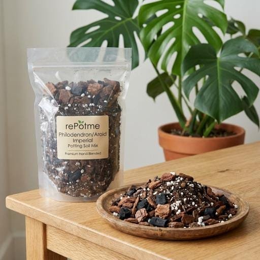 repotme philodendron aroid imperial mix chunky soil texture with pine bark
