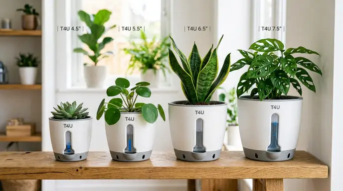 T4U self-watering pots multi-pack with clear water-level windows – best value self-watering pots 2026.