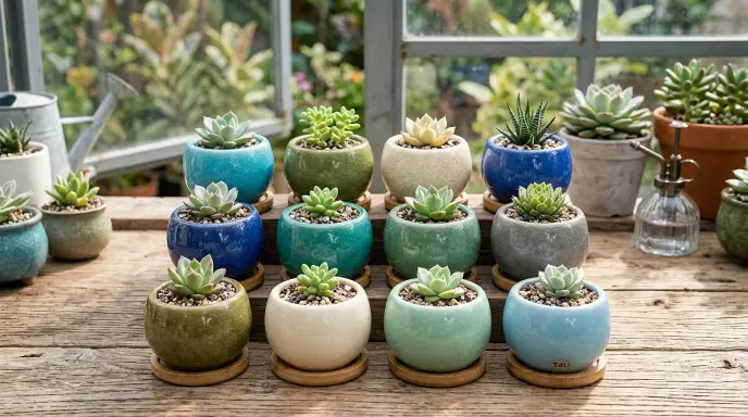 T4U 2.5 inch ceramic succulent pots set of 12 with ice crack glaze for propagation